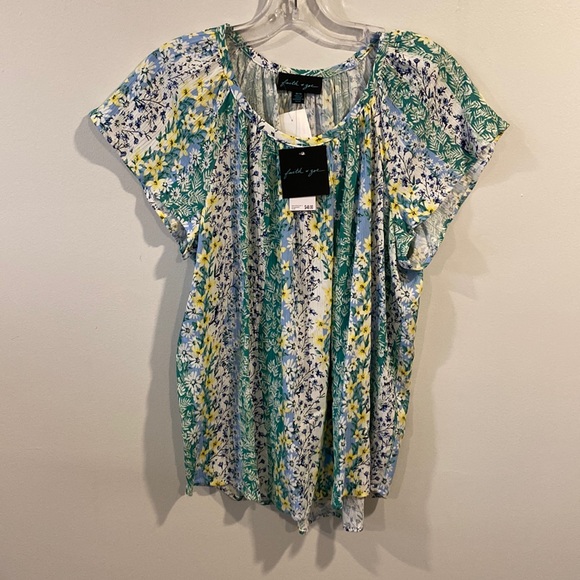 FAITH & ZOE Short Sleeve around Neck Top Size M - Picture 1 of 7